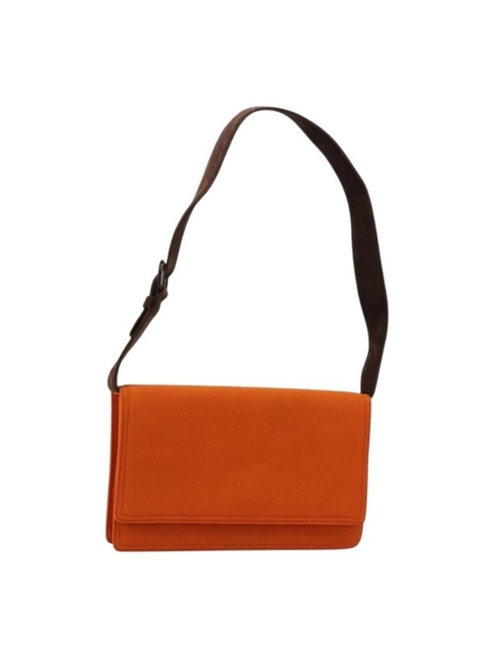 Authentic PRADA Shoulder Bag Cotton Orange Silver